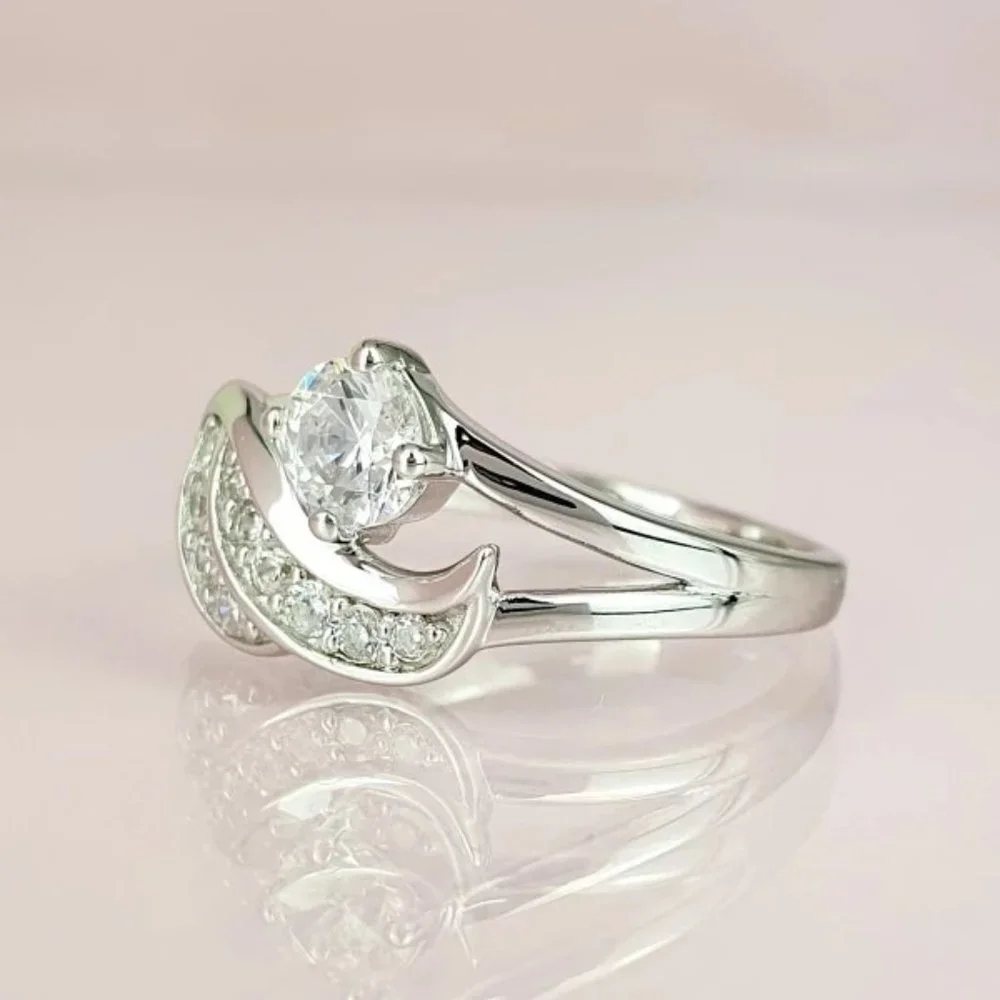 Lovely Zircon Full Filled Romantic Angel Wings Wedding Ring for Women, PD336 - Picture 3 of 7